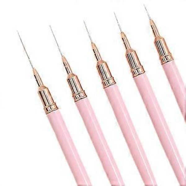/NN/5 ST 7/9/11/15/25mm Nagel Liner Borstset UV Gel Nagelborstar Kit Franska Ränder Linje Målning Ritning Blomma Pennverktyg, D
