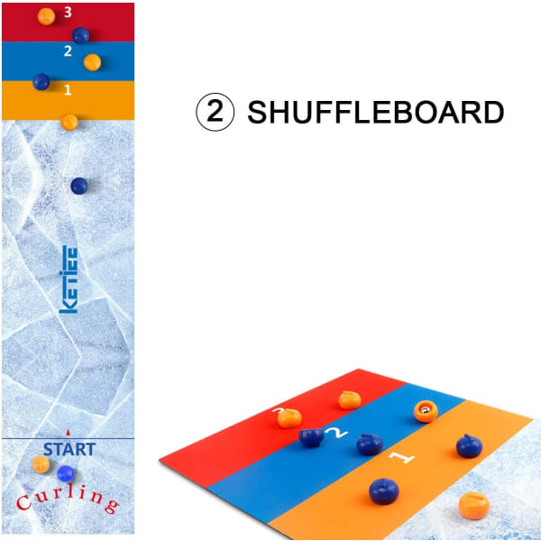 Curlingspel för familjen, 47 tum, 3 i 1 bordsshuffleboard, bordscurlingspel, bordscurling bowling