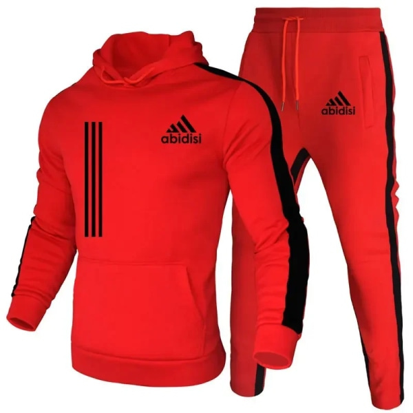 2-delad herr tracksuit 2024 höst vinter jogging sportkläder set sweatshirts hoodies jackor och träningsbyxor herrkläder röd H S