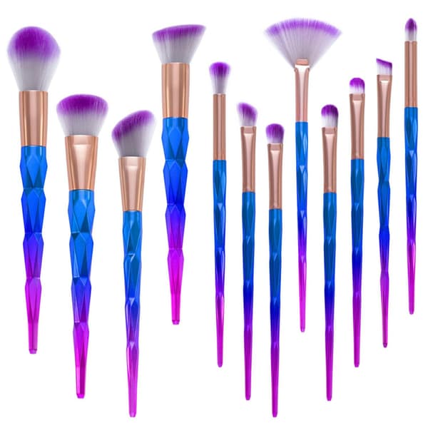 (Unicorn Colorful Pro) Sæt med 12 stk. eksklusive makeup børster multifarve multifärg one size