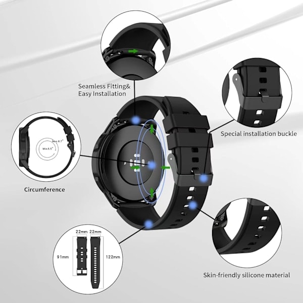 [NT] 3 stk. armbånd kompatibelt med Xiaomi Watch S1 Active armbånd, Xiaomi åndbart silikone sportsudskiftningsarmbånd grå, sort, marineblå