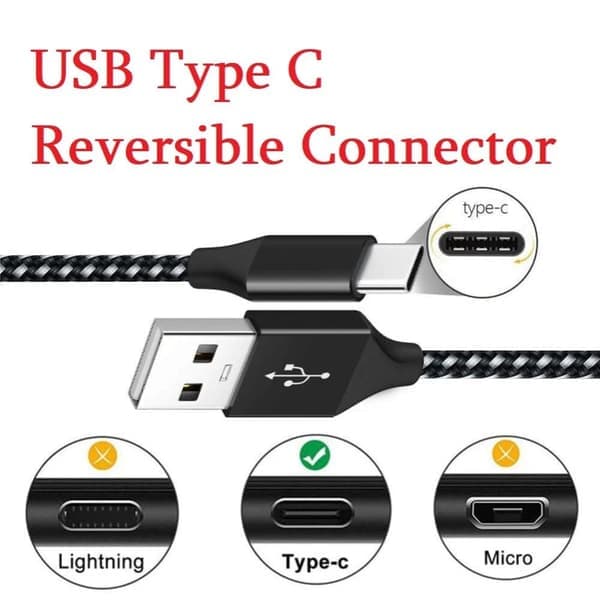 USB 2.0 til USB-C-kabel 3A hurtiglading Svart 2 m
