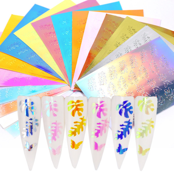 Förpackning med 16 Nail Art Stickers Lönbladsmönster