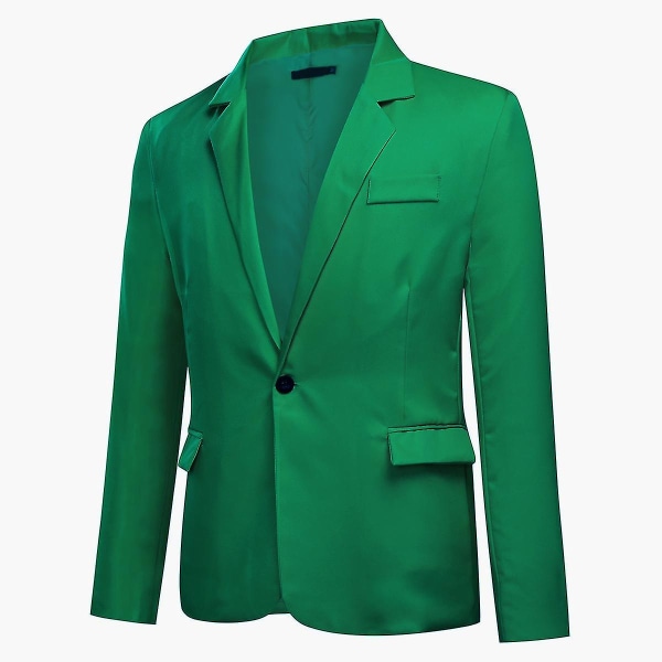 Herr Business Casual Klassisk Naggslag Dubbel Split Pure Color Enknapps kostymjacka 11 färger M Green