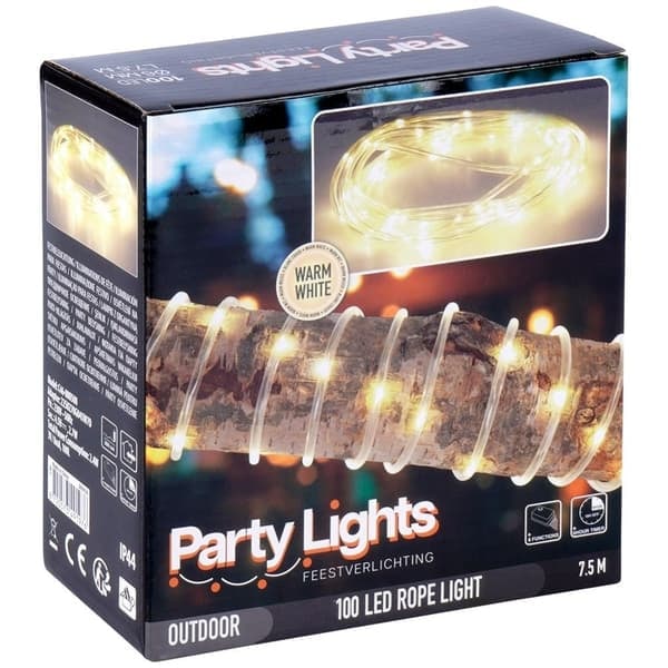 Ljusslinga 7,5 m, 100 LED, transparent kabel, inomhus/utomhus_NN