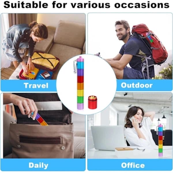 Small Travel Pill Case - 7 Compartments - Waterproof - Airtight