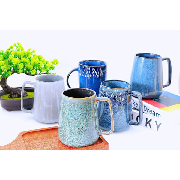 [NT] 24oz Keramisk Kaffekopp, Stor Lattekopp, Tekopp, Slät Glasyr för Gröt Cappuccino Latte (Grön)