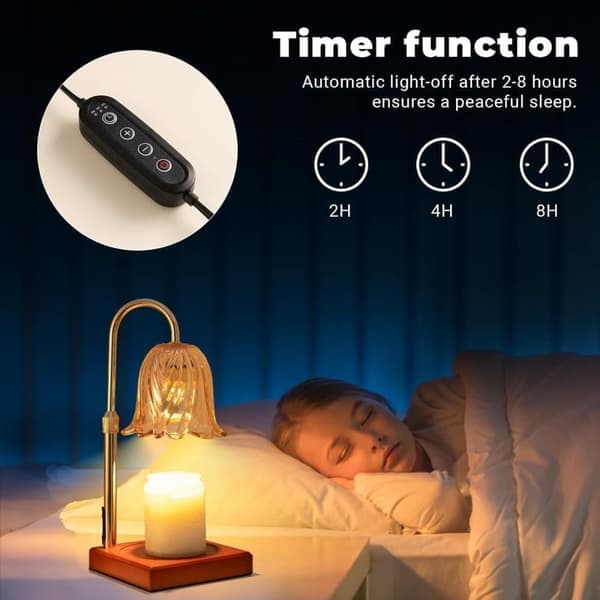Table Lamps Candle Warmer with Timer - Dimmable Lamp Base & Wax Warmer, Perfect as Table and Bedside Lamp