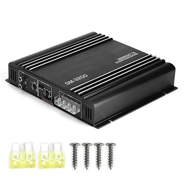/NN/3800W 2-kanals bilforstærker: 12V Sort Aluminium Auto HiFi Stereo Forstærker