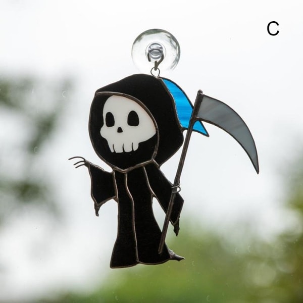 [NT] Halloween-teemainen riippuva koriste, käsinmaalattu akryylikäsityöriipus kotiin, olohuoneeseen, puutarhakoristeluun C