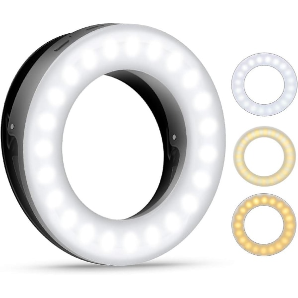 Selfie-valo, matkapuhelimen selfie-valo, matkapuhelimen rengasvalo, 40 LED-rengasvalo 3 eri kirkkaustasolla, USB-ladattava selfie-rengasvalo, kaikille C