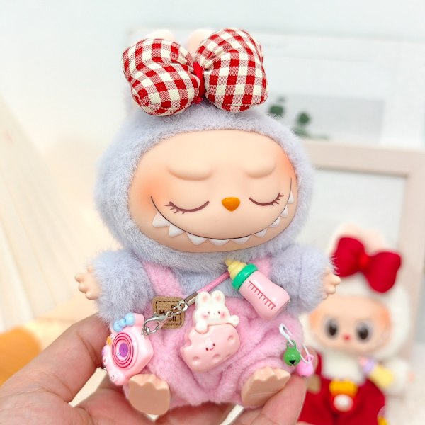 /NC/X-16 Nye Ankomst Kun Tøj Søde V1 V2 Labubu Blind Box Vedhæng Dukke Diy Udklædningssæt Lille Monster Hagesmæk Bukser Baby Tøj Only Clothes(No Doll) 2