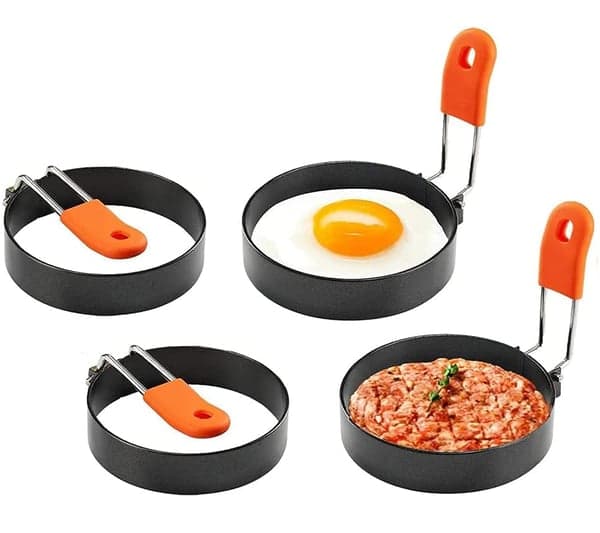 Eggeform / omelettform 4-pakning rustfritt stål/silikon