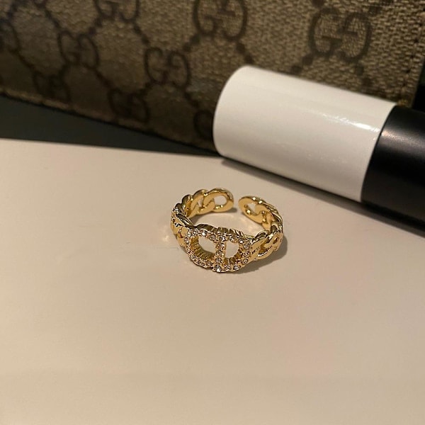 /NN/ Öppen Justerbar CD Bokstavslogotyp Inlagd Diamantslipad Ring Damring Betterlifefg