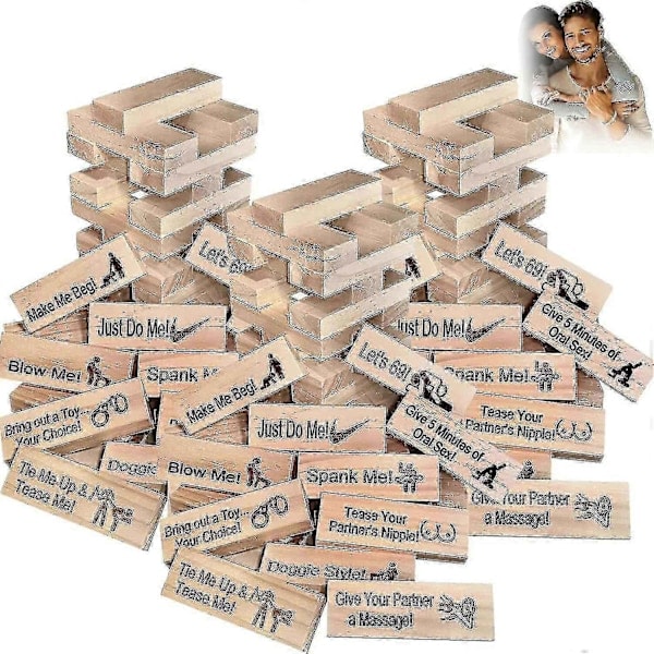 Super Naughty Block Tower Spel - Aktiviteter för par & Dejt-kvällsidéer, Sexiga Dejt-kvällsidéer, Träspel för par - WELLNGS/NT/
