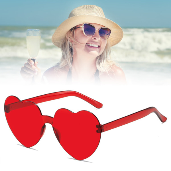 [NT] Love Heart Shape Solbriller High Definition Soltette utendørsbriller for utendørsreiser Rød