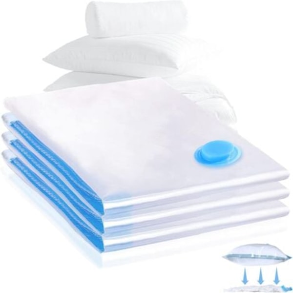 Vakuumförvaringspåsar, 3-pack (60 x 80 cm) Vakuumklädpåsar, Återanvändbart vakuumförvaringsskydd för kläder, sängkläder, handdukar, täcken/NC/