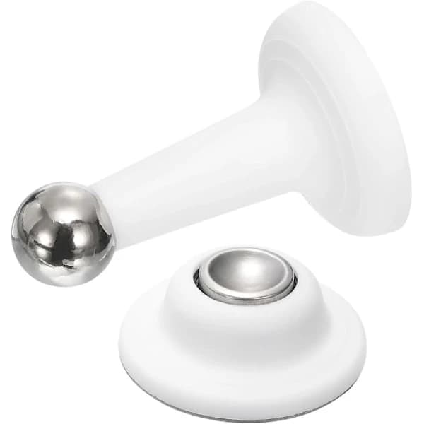 Magnetiskt dörrstopp set, 2-pack vit golvmontering och väggmontering dörrhållare med starka magneter