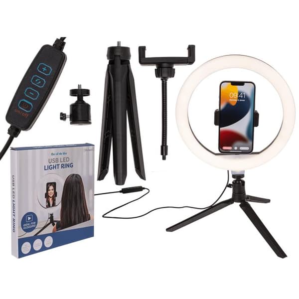 Selfie-lampe med stativ for mobil - LED