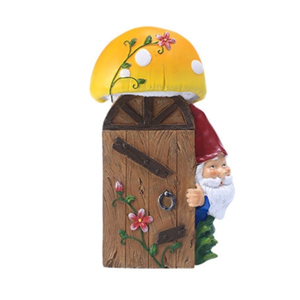 [NT] Herlig nissestatue malt harpikshåndverk Veggmontert landskapsornament for plen Hagedekor Døråpner