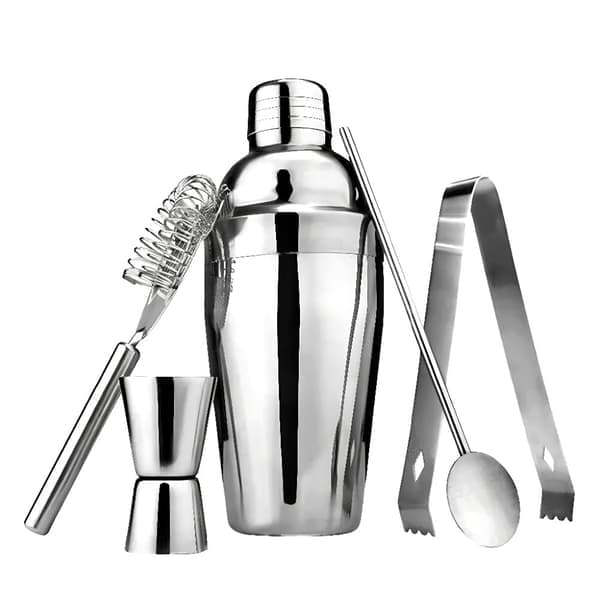 5-delt cocktailsett, barsett, shaker 700ml - Rustfritt stål
