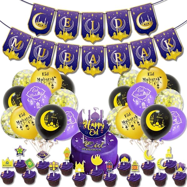 Eid Mubarak -juhlavaatetuskyltti-ilmapallot