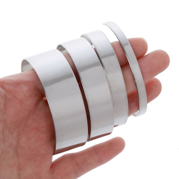 10x Armband Blanks Bekväm manschett armband i rostfritt stål Armband gör-det-själv smycken 15mm