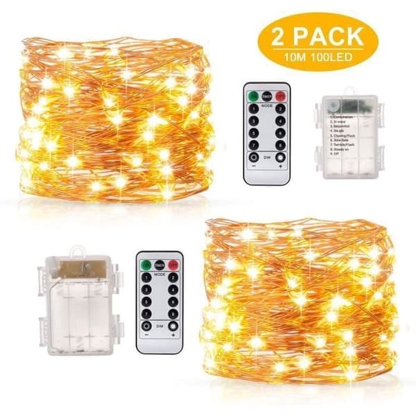 2×10M 200LED batteridrevne lyskæder, til indendørs/udendørs/jul/bryllup og terrasse vandtæt IP67_NN