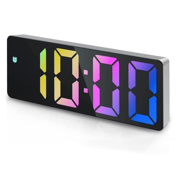 Digital Väckarklocka med Stor LED-display, USB-laddning, Temperatur, Datum