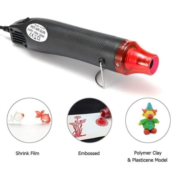 {NT} Varmepistol, 300 W varmluftpistol for DIY konveks gummistempel, DIY termofolie, krympeslange (svart)