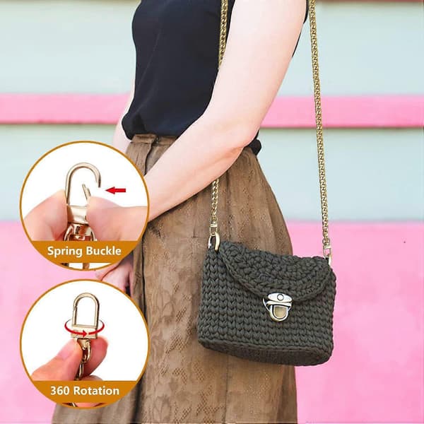4 Pieces Iron Replacement Flat Chains Iron in Different Sizes, Metal Chain Str