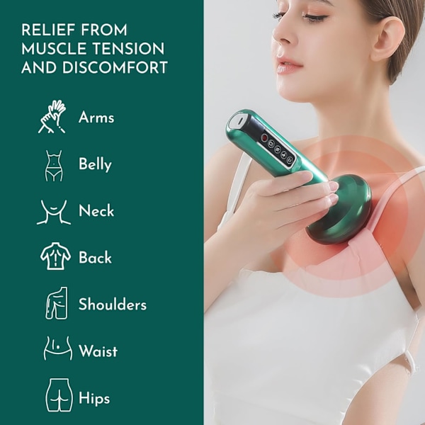 /NC/Koppningsset, Gua Sha Massage, Tryckavlastande Uppvärmning Tryckavlastning 12 Lägen, Smart Koppning Bärbar, Laddningsbar Koppningsmassageverktyg
