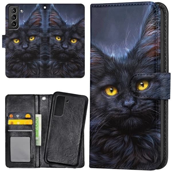[NT] Samsung Galaxy S22 Plus - Lompakkokotelo/Kuori Musta Kissa
