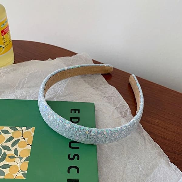 Glitter Paljett Hårbånd Bredt Hårbånd BLÅ Blå