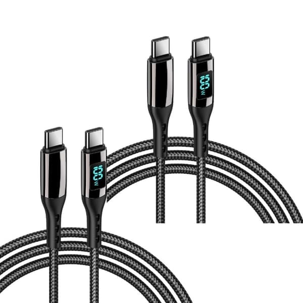 [NT] 2-pack PD100W flätad datakabel Typ-C till Typ-C digital display