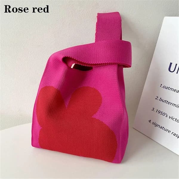 Stickade Handväskor ROSE RED rosaröd