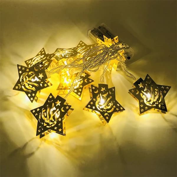 1,65M 10LED Eid Mubarak Måne Stjerne Slott Lys Ramadan 3 3