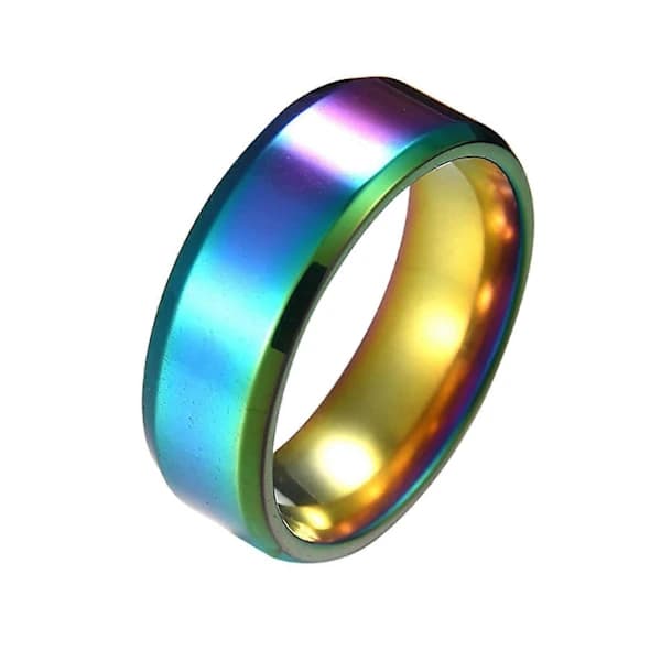 1 stk. Ring Unisex Rustfrit Stål Spejl Let Fingerring Til Bryllup Farverig Colorful US 8