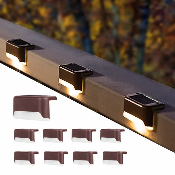 Professional Solar Outdoor Lighting Wireless (8 pcs) Brown she Brown shell warm light