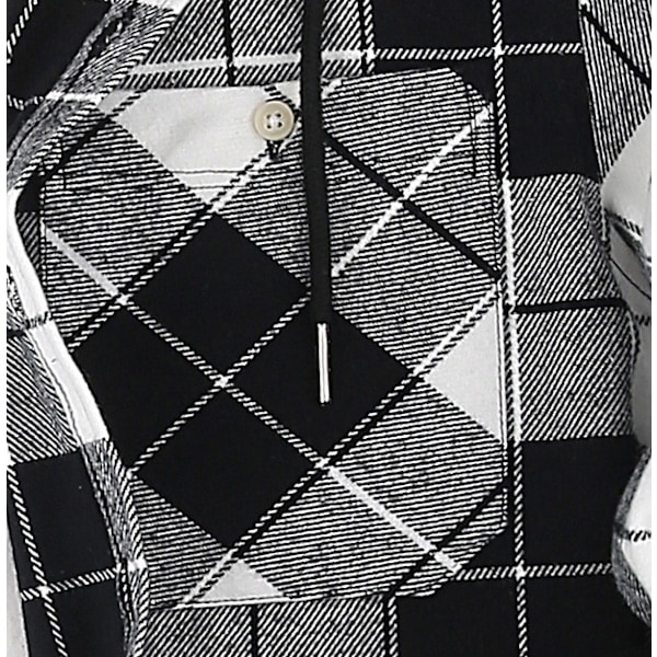Rutete skjorter for menn, langermet, med lommer, knapper, rutete skjortejakker for menn, flanellskjorter, grå S/NT/