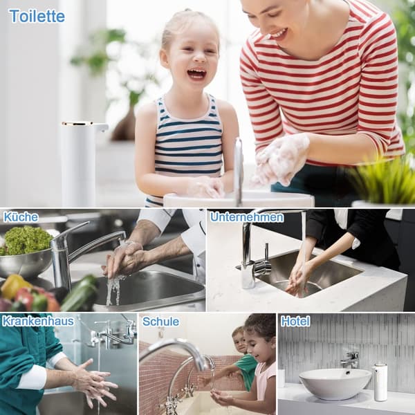 Automatic sæbedispenser, 250 ml genopfyldelig dispenser White