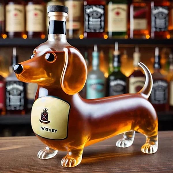 Glasflaske til whisky - Designet som en charmerende gravhund E