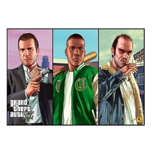 Ingen ram Grand Theft Auto 5 Game Poster Canvas Väggkonsttryck Målning Heminredning 40x60cm Style 19