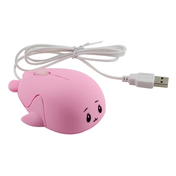 Delfinformad USB -mus 1600 dpi optisk minimus för barn Pink