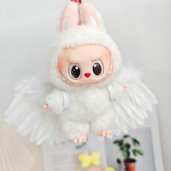 /NC/Klær Kun Generasjon Labubu Klær Anheng Labubu Engel Sløyfe Dukker Tegneserie Leketøy Stil Klær Snømann Klær 5(Black wings,No dolls)