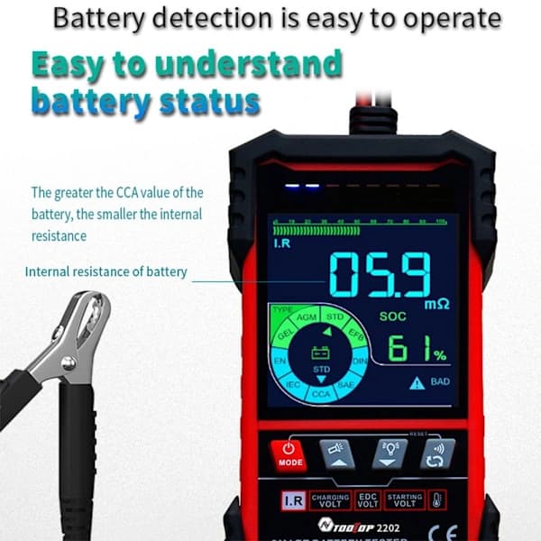 Bilbatteritestare Batteridetektor ET2201 ET2201 ET2201