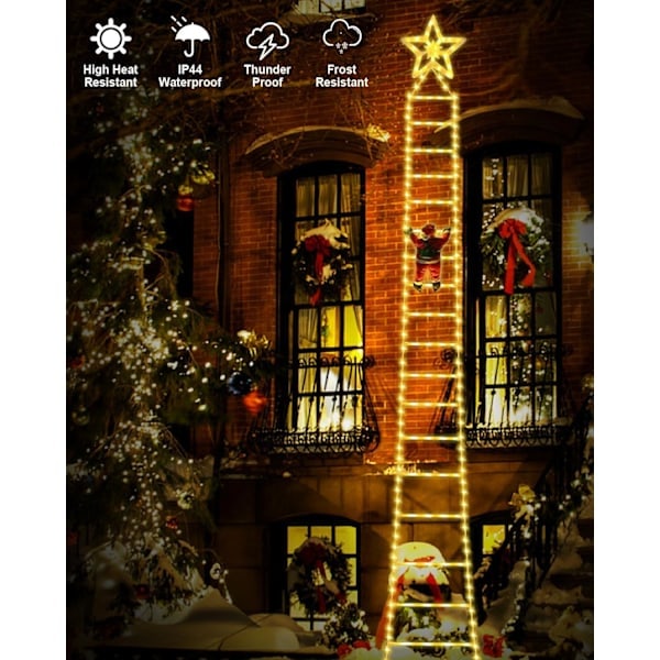 LED-tonttu, tikkaat, valonauha, 3m LED ulkokäyttöön tarkoitettu jouluvalaistus, 315 LED, valonauha, joulukuusi, ikkuna, 8 tilaa, patio, puutarha 3m/NT/
