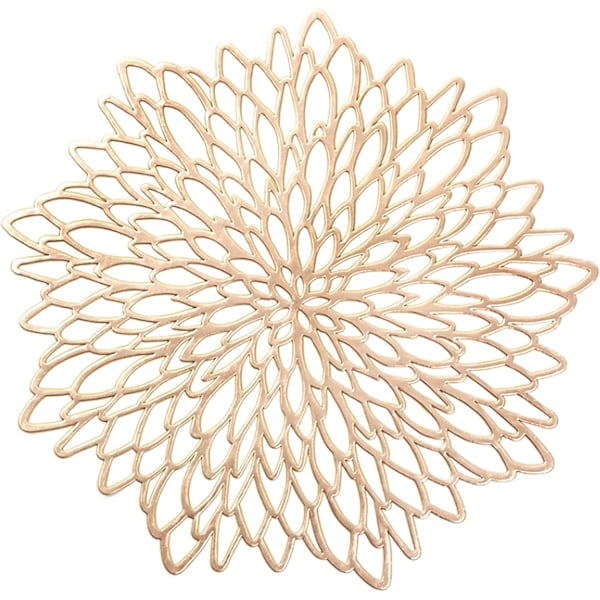 Bordsunderlägg Set om 4 Runda Löv Bordsunderlägg Tvättbara Värmebeständiga för Modernt Kök Matbord Bröllop Accent Centerpiece Guld