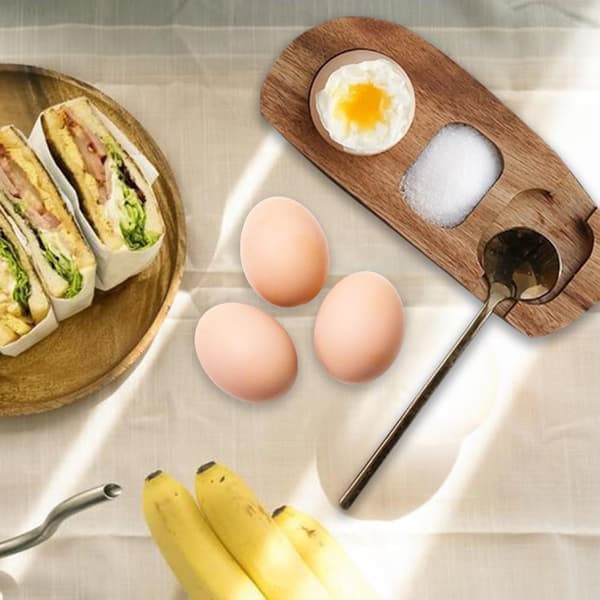 Wooden Egg Holder - Rustic Egg Organizer for Countertop, Smooth Storage Rack for Home and Kitchen