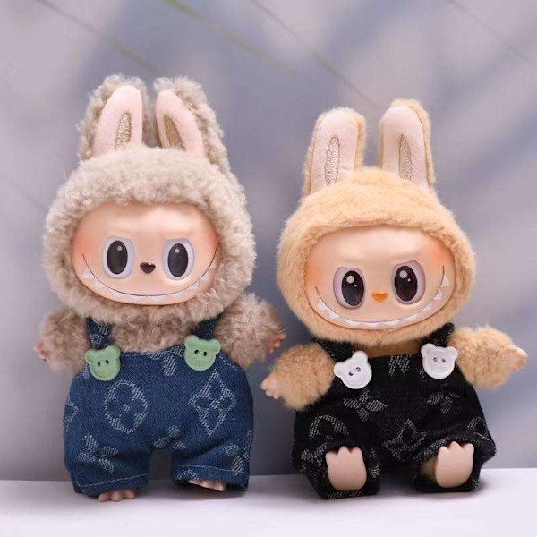 /NC/17cm Labubu Lyx Klädset Macaron, Exklusive Dockor, Passar Labubu Generation 1 och 2 Brown shoes